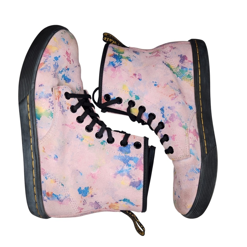 DOC DR. MARTENS Combat style Boots Womens 6 Sheridan Pink Rainbow Splatter Girls - Picture 5 of 12